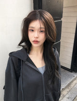 [UNISEX] テリーベーシックルーズフィット2WAYフードジップアップ (4color)