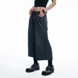 Cut-off Capri Denim Pants - BLACK