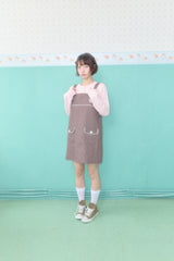 ドーリーボタンミニドレス (BROWN)