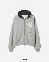 NY Crop Embroidered Zip-Up Hoodie