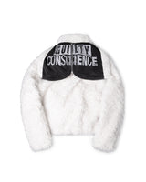 FAUX FUR MULTI ZIPPER WHITE JACKET