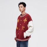 FMACM 24AW Vintage Crest Jacquard Knit Sweater Cardigan Jacket