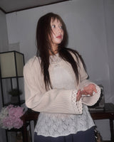 (3color) Romantic Shirring Sheer Knit