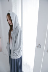 shirring neck hood zip-up(3colors)