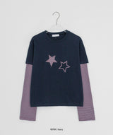 Baffon Stripe Star Layered Long Sleeve Tee