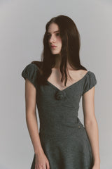 Rose Flare Dress Charcoal