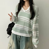 OMON Badge Dangara Boucle V-Neck Long Sleeve Knit