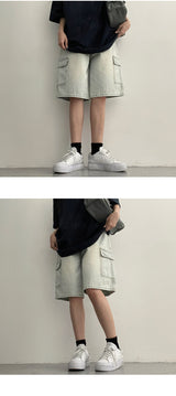 [S~XL] Romber Washing Cargo Denim Shorts