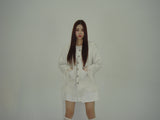 Tassel tweed loose fit no-collar jacket