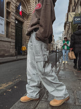 パファーバルーンハーフバンドデニムパンツ