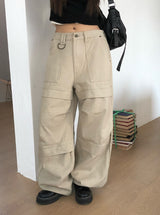 フォークカットスナップDリングコットンワイドパンツ