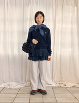 KNIT TRIANGLE SCARF (BLUE)