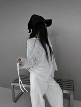 リネンシースルー長袖Tシャツ (2color)