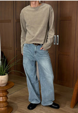 [Unisex] Wide stripe denim pants(2color)