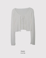 #Wave Ribbon Bolero Knit Cardigan (4color)