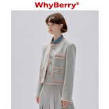 WhyBerry24AW short coat “Pearl Corridor”Retro Round neck jacket