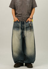 SS Wide Balloon Banding Denim Pants
