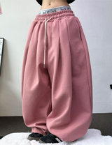 HARDU STRING COTTON BABY TWO PINTUCK BALLOON LONG PANTS 🩶🤎🖤🩷💚6COLOR