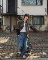 メガウォッシングチェックレイヤードシャツ