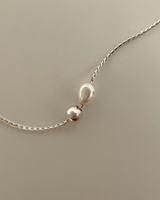 Brush pearl necklace (silver)