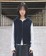D Logo Star Stud Knit Hood ZIip Vest_Navy