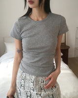 ウィンクルサイドシャーリングUネックショートスリーブTシャツ