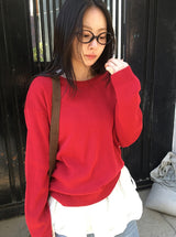 ムデンベーシックカラーラウンドネックニット