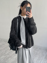 Mockneck Overfit Fur Cardigan