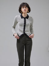 [LINE] Stripe Cutting Line Wool Cardigan