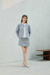 CHERISH TWEED SKIRT PANTS / SKY BLUE