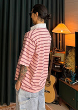 Striped Collar Short-Sleeve T 3COLOR