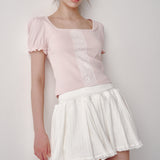レースパフTシャツ(Pink)