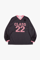 Pinstripe v-neck jersey long sleeve