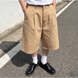 ワイドコットンプリーツバミューダショーツ ベージュ