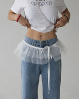 frill see-through cancan wrap strap belt