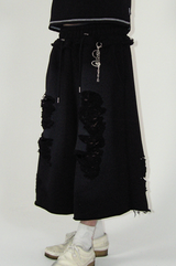 damage bermuda pants_black