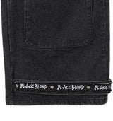 BBD Sprayed Logo Multi-Pocket Denim Cargo Pants (Black)