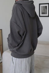 High-neck cut-off hood zip-up