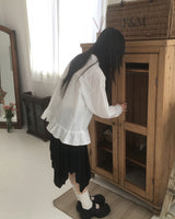 ケアリングレイヤードフリル長袖シャツ