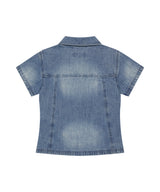 DENIM STUD HALF SHIRT