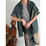 [S/S] スモークダメージハーフデニムシャツ（２色）
