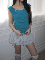 Helty Eyelet Puff Sleeveless Top