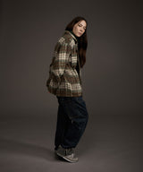 W COZY HAIRY CHECK JACKET KHAKI