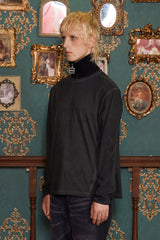 DYED ARGYLE LONG SLEEVE T SHIRT / CHARCOAL