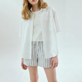 CLOVER OPEN COLLAR SHIRT [WHITE]