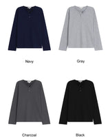 DN Henley Neck Waffle Long Sleeve T-shirt