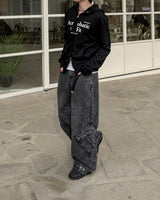 Skull Dart Wide Cargo Denim Pants
