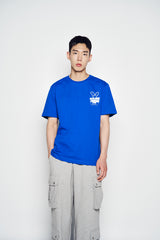 25SS ニュースペーパーラビットショートスリーブTシャツ コバルトブルー