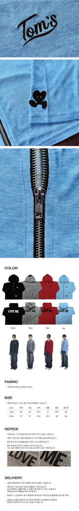 LOVE ME Sleeve Hoodie Zipup SKY