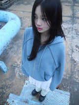 waffle hood zip-up